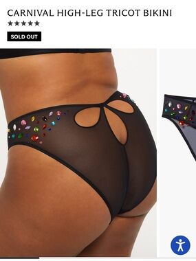 Savage X Fenty Carnival High Leg Tricot Bikini- Black Caviar